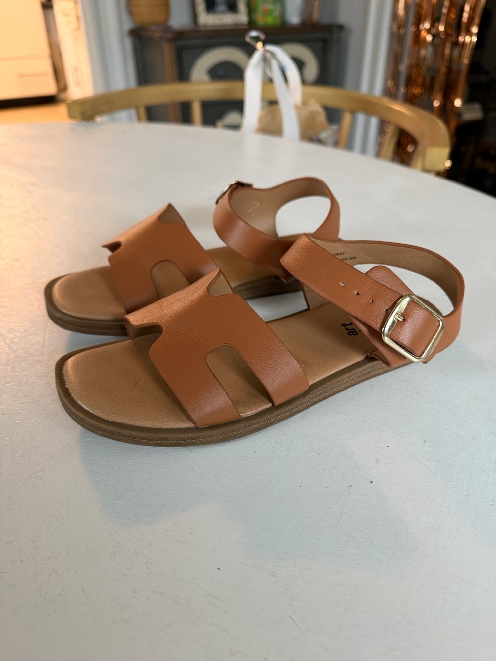 art class Girls Tan Brown Buckle Strap Sandals